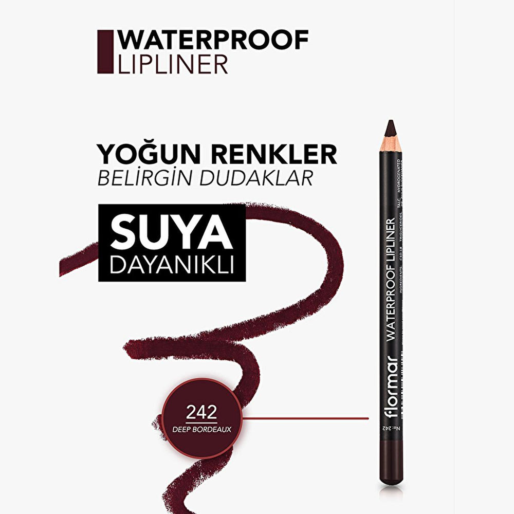 Flormar Mat Lip Liner - Waterproof & Highly Pigmented for Long-Lasting Lip Color - Deep Bordeaux - view 2