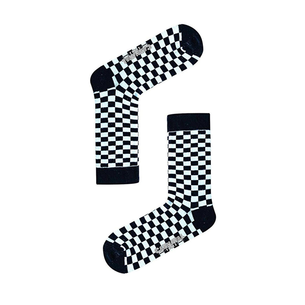 Carnaval Checkered Black and White Socks - Comfortable, Stylish, and Versatile Casual Footwear for Fashion-Conscious