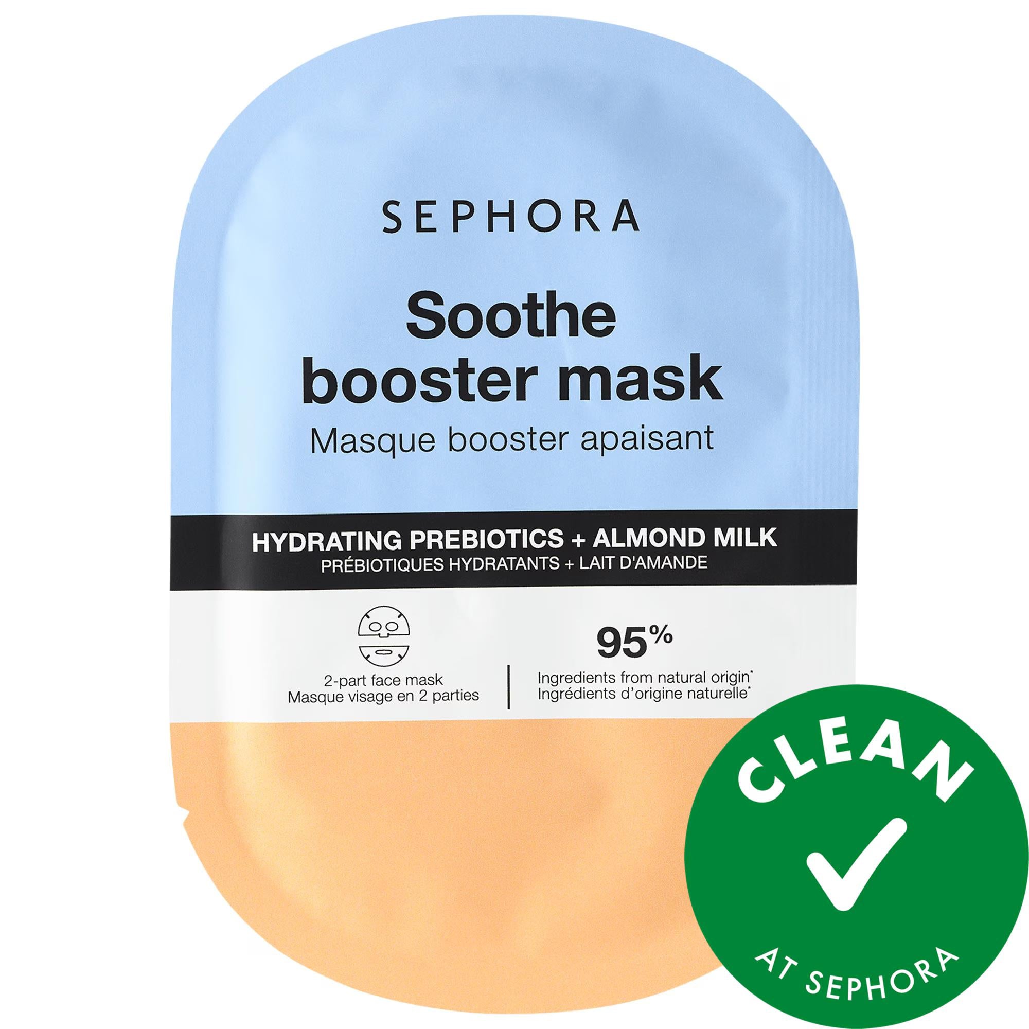 Sephora Collection Booster Face Mask Soothe + Hydrating Face Mask with Prebiotics and Almond Milk Soothe & Hydrate Face Mask - Prebiotics & Almond Milk Face Mask, Soothe and Hydrate, Prebiotics, Natural Skincare, Quick Skincare Solution, Skincare, Masks, Facial Treatment Masks, Hydrating Face Mask, Soothing Face Mask, Vegan, Gluten-Free, Cruelty-Free, Sensitive Skin, Comforting Skincare, Natural Ingredients