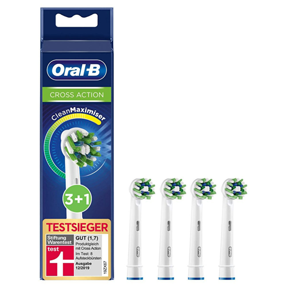 Oral-B CrossAction Clean Maximizer Electric Toothbrush Replacement Heads (4-Pack) - Superior Plaque Removal, - Toothpaste