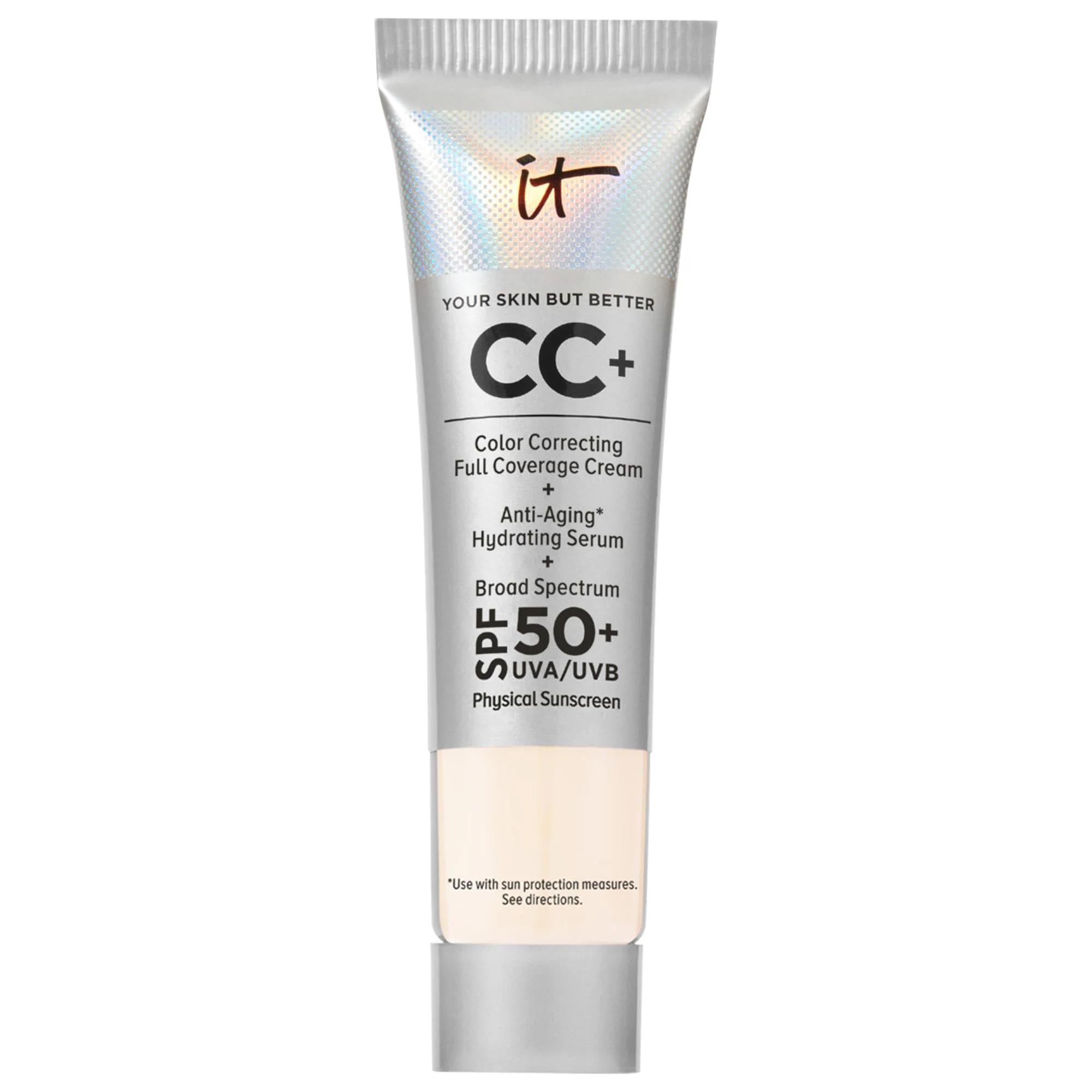 IT Cosmetics Mini CC+ Cream: Full Coverage Color Correcting Foundation with SPF 50+ - Hydrating, Anti-Aging, Conceals Redness & Acne Scars IT Cosmetics CC Cream: Full Coverage, SPF 50+ Foundation CC cream foundation, full coverage foundation, SPF 50 foundation, anti-aging CC cream, color correcting foundation, hydrating foundation, foundation for acne scars, foundation for redness, vegan CC cream, cruelty-free foundation, CC cream, foundation, makeup, face makeup, beauty, skincare, SPF 50, hyaluronic acid, 