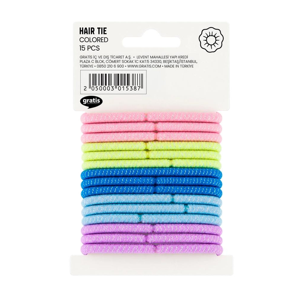 Eklips 15-Piece Glitter Colored Elastic Hair Ties