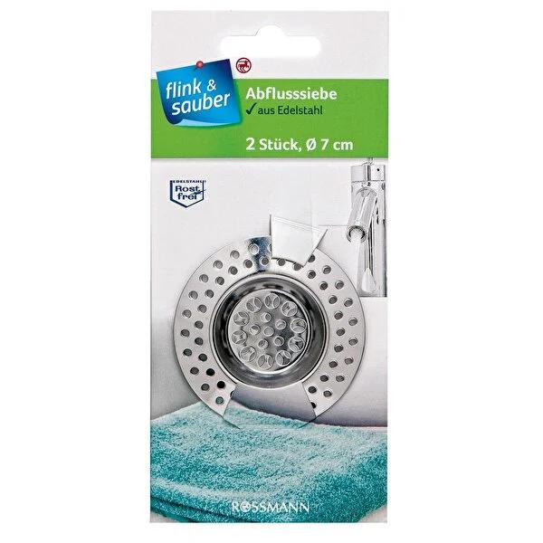 Flink & Sauber Stainless Steel Drain Filter, 7 cm Diameter, 2-Pack - Durable, Rust-Resistant Plumbing Maintenance Solution Flink & Sauber 7cm Stainless Steel Drain Filter - Durable & Rust-Resistant drain filter, stainless steel drain filter, 7 cm drain filter, rust-resistant drain filter, plumbing maintenance, drain maintenance, clog prevention, stainless steel, durable drain filter, kitchen sink drain filter