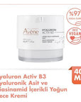Avene Hyaluron Activ B3 Night Cream for Anti-Aging & Hydration - 50ml Avene Hyaluron Activ B3 Night Cream for Anti-Aging Avene Hyaluron Activ B3 Night Cream, anti-aging night cream, intense hydration skincare, Niacinamide skincare, Retinal skincare products, skincare for dull skin, skincare for dry skin, skincare routine, night cream for anti-aging, face cream, dermatologically tested skincare