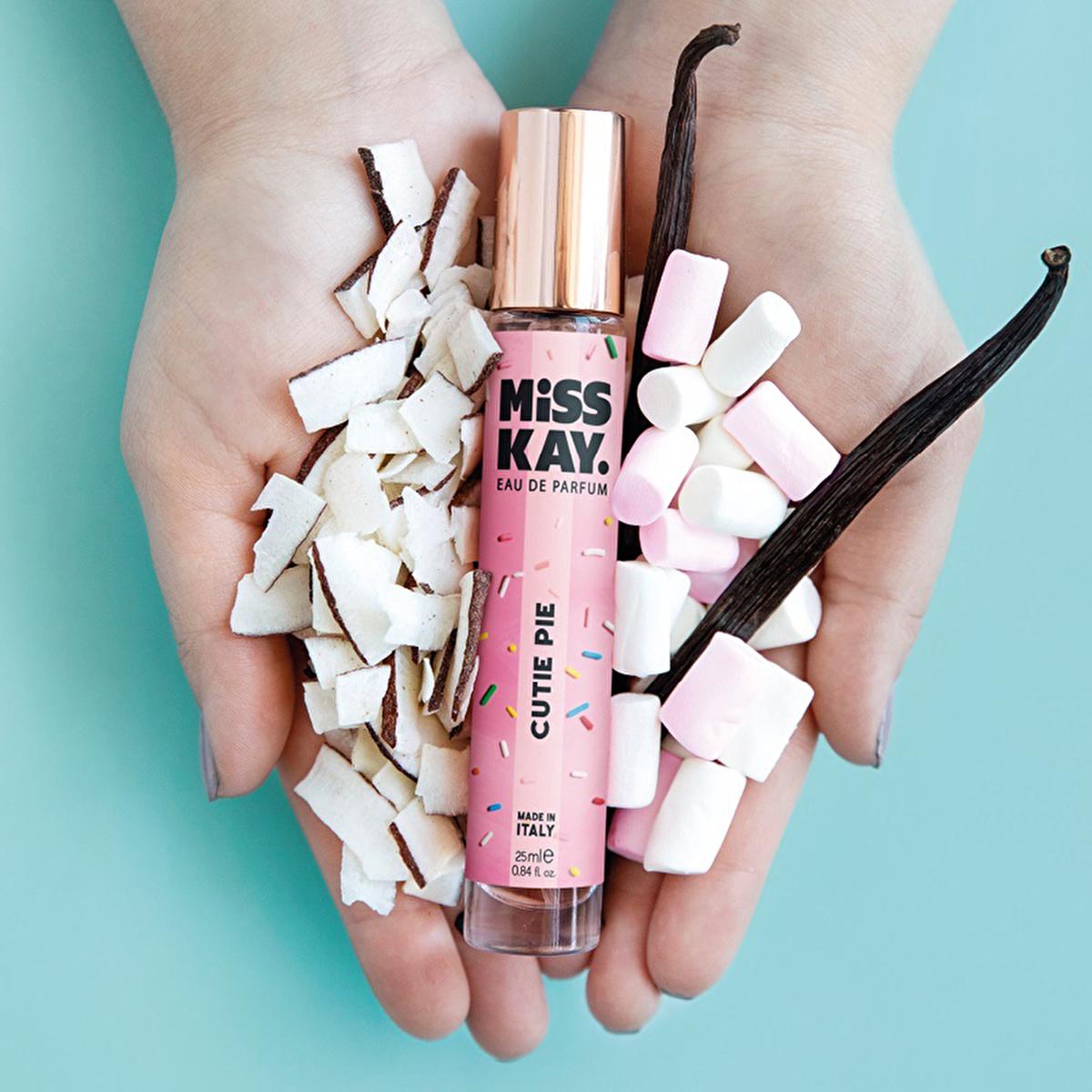 Miss Kay Women's Perfume - Cutie Pie EDP 25ml, Sweet Vanilla Fragrance for Women Miss Kay Cutie Pie EDP 25ml Women's Perfume Women's Perfume, EDP, Vanilla Fragrance, Sweet Perfume, Compact Perfume, Miss Kay Cutie Pie, Kadın Parfüm, 25ml Perfume, Feminine Scents, Dessert-Inspired Fragrances, Everyday Perfume, Gift Ideas for Her