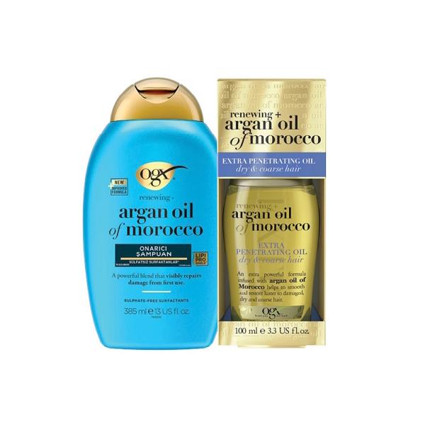 OGX Argan Oil of Morocco Shampoo &amp; Hair Oil Set (385ml &amp; 100ml)