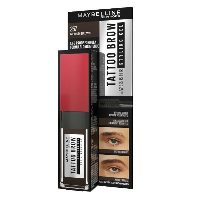 maybelline eyebrow tattoo gel medium brown 6.0 ml, medium brown eyebrow gel packaging, close-up of maybelline eyebrow gel applicator Maybelline Eyebrow Tattoo Gel - Medium Brown | 6.0 ml Maybelline Eyebrow Tattoo Gel - Medium Brown eyebrow-gel, maybelline, vegan-beauty, medium-brown, long-lasting, waterproof, beauty-enthusiasts, makeup, tattoo-gel, ai-generated