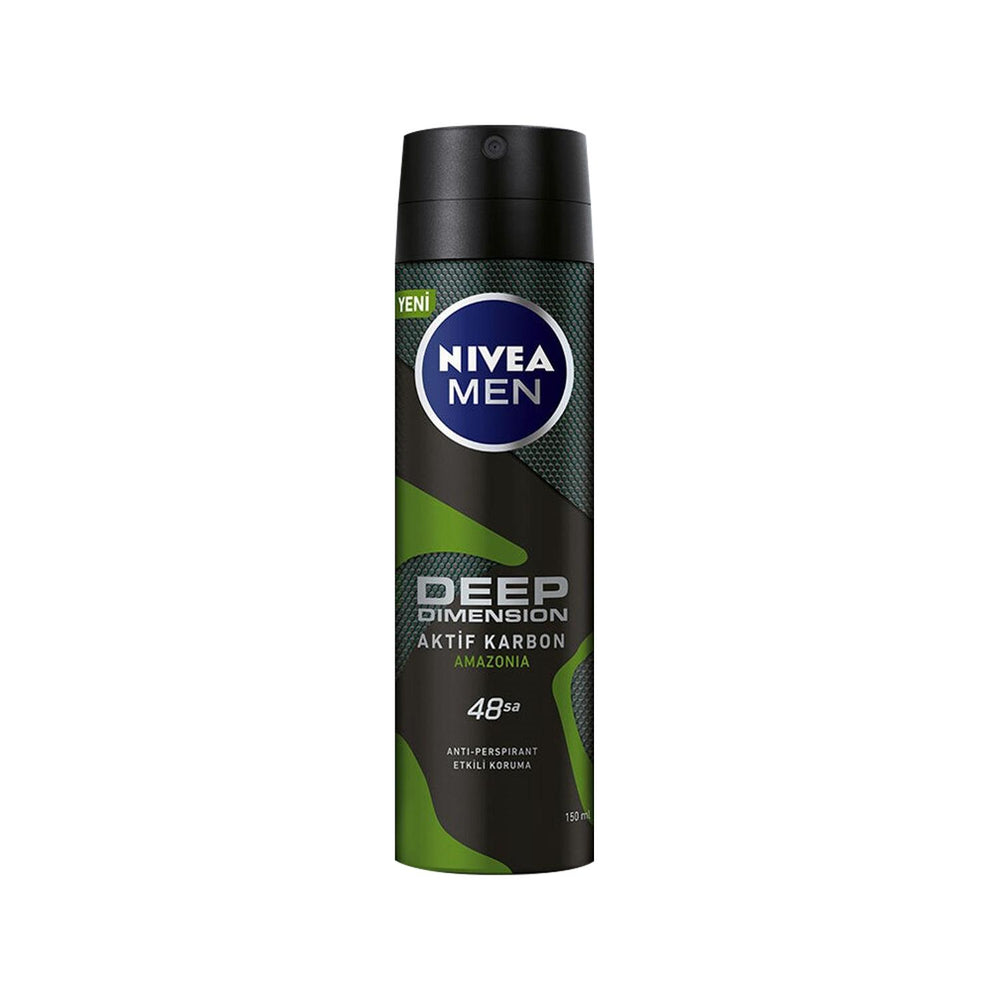 Nivea Men Deep Dimension Amazonia Deodorant Spray 150ml - Effective Men's Personal Hygiene Nivea Men Deep Dimension Amazonia Deodorant Spray 150ml Nivea Men Deodorant, Deodorant Spray, Amazonia Scent, Men's Personal Hygiene, 150 ml Deodorant, Nivea, Men's Grooming, Personal Care, Hygiene Products, Deodorant for Men, Refreshing Fragrance, Long Lasting Freshness