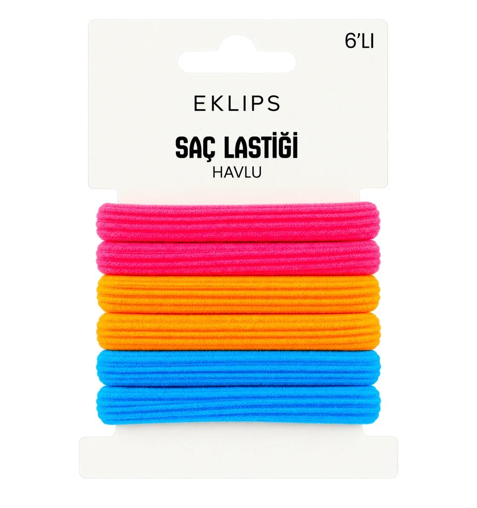 Eklips 6-Piece Orange Blue Pink Hair Towel Clip Set