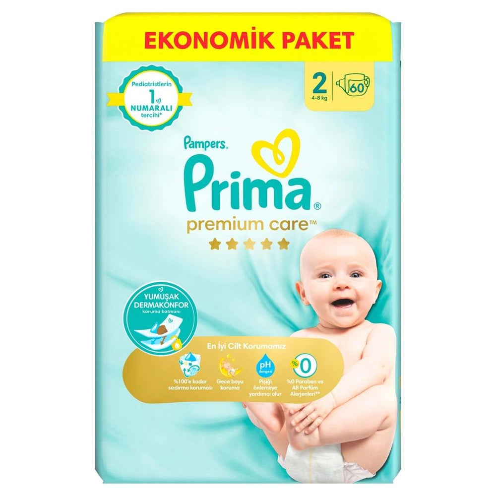 Pampers Premium Care Size 2 Diapers for Sensitive Skin 60 Count