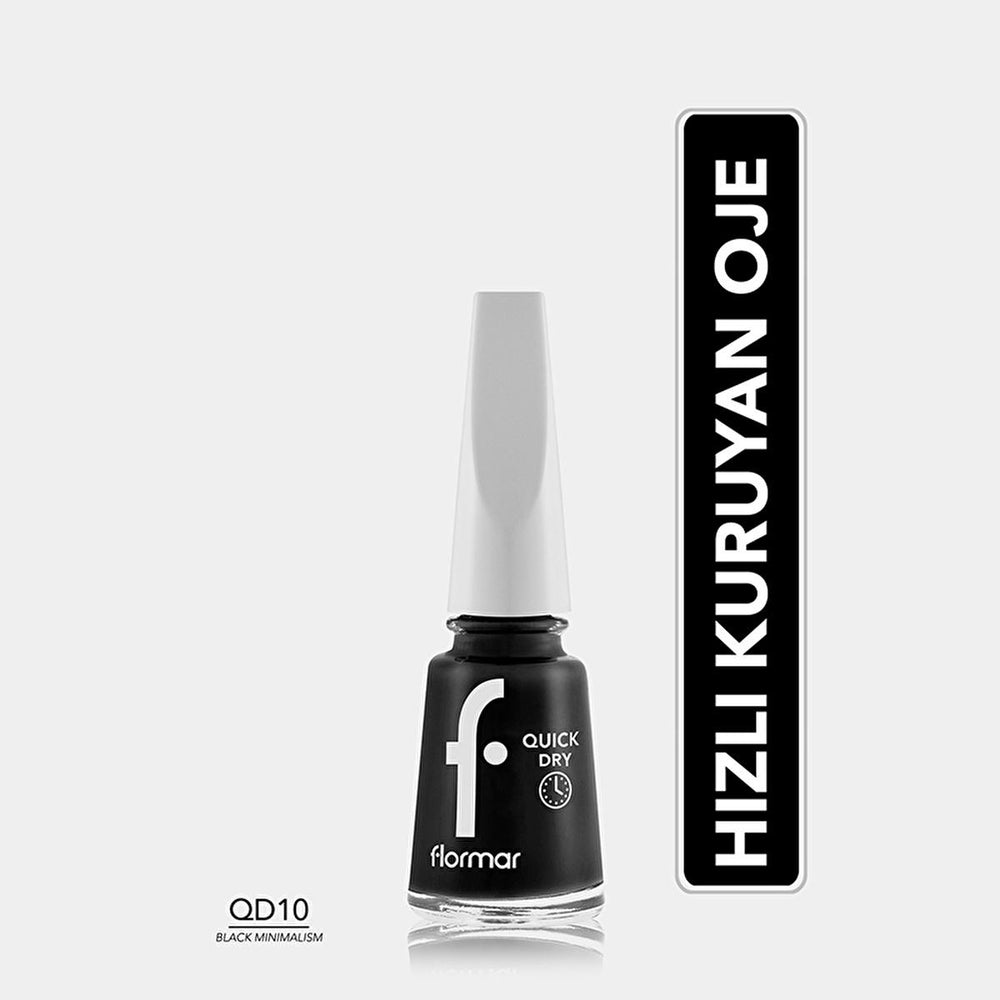 Flormar Quick Dry Nail Polish - 60-Second Drying, Highly Pigmented, Long-Lasting Nail Color - Black Minimalism - view 3