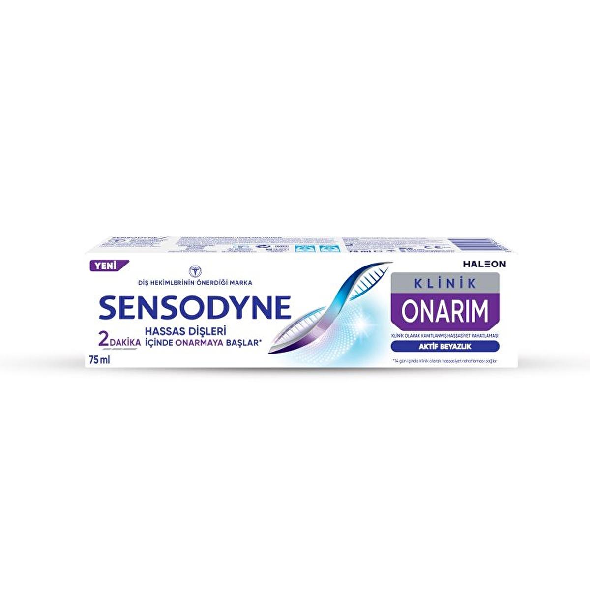 Sensodyne Sensitive Teeth Toothpaste - Klinik Onarım, Aktif Beyazlık, 2.54 fl oz Sensodyne Sensitive Teeth Toothpaste - Klinik Onarım & Whitening sensitive teeth toothpaste, whitening toothpaste for sensitive teeth, Sensodyne Klinik Onarım, toothpaste with Novamin technology, sensitivity relief toothpaste, oral care for sensitive teeth, clinically proven toothpaste, Novamin sensitivity relief, toothpaste for daily use, teeth whitening, sensitivity relief, oral health, dental care