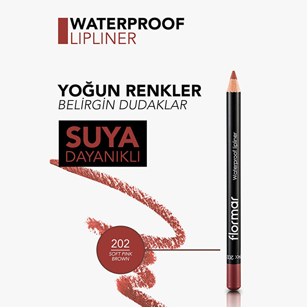 Flormar Waterproof Matte Lip Liner Pencil - Long Lasting, Highly Pigmented Formula - Lip Liner
