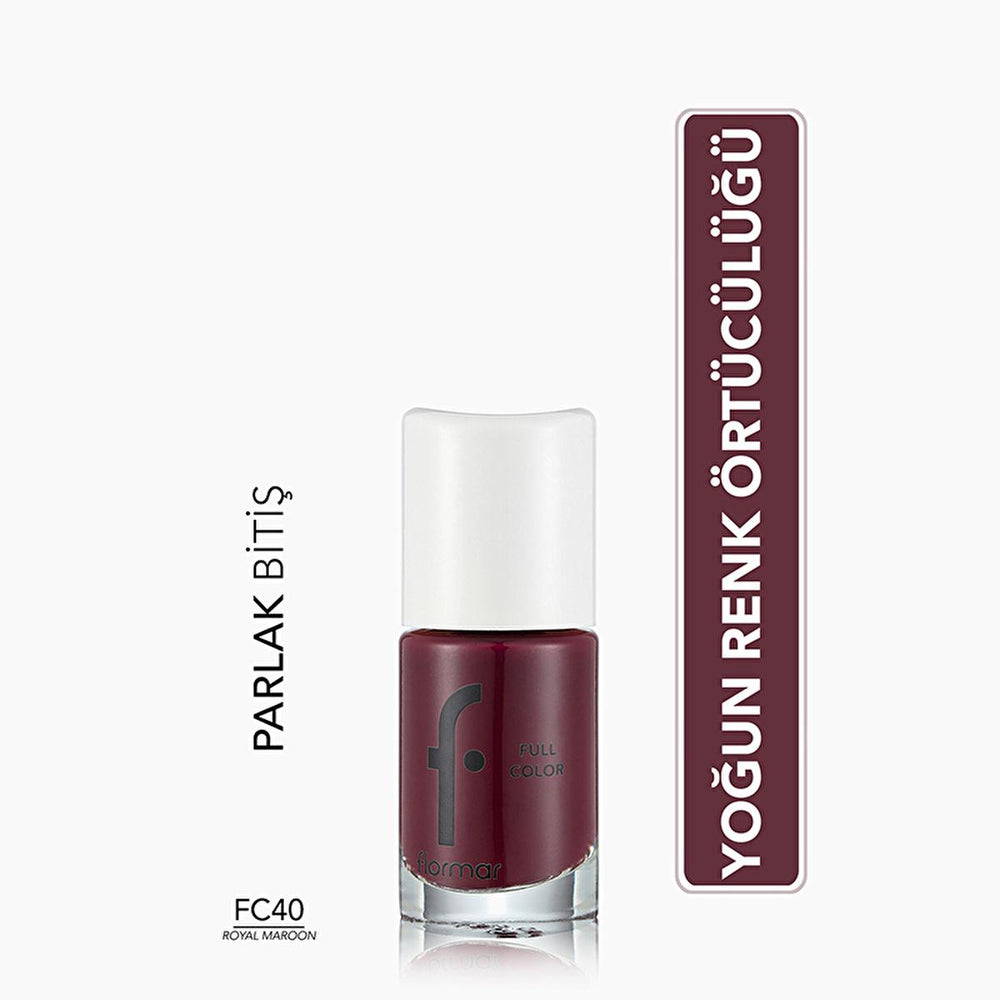 Flormar Full Color Ekstra Yoğun Pigmentli Oje - Royal Maroon - High Pigmentation Nail Polish - view 5