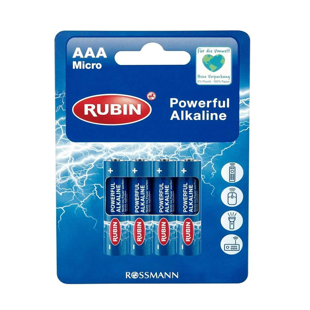 Rubin Alkaline AAA Batteries 1.5V 4-Pack