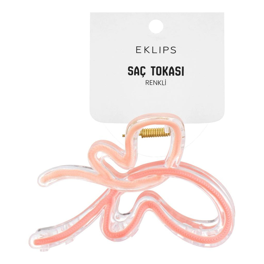 Eklips Peach Ribbon Claw Clip for Secure Hair Styling 1 pc