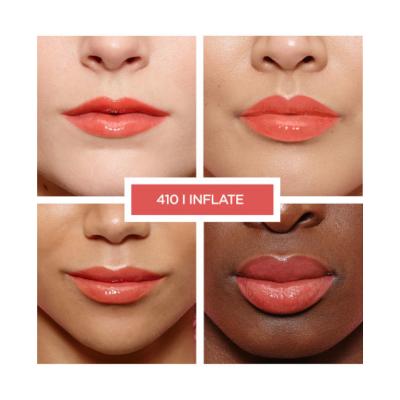 Loreal Paris Brilliant Signature Plump Lip Gloss - 410 Inflate: Hyaluronic Acid & Collagen for Fuller, Moisturized, Non-Sticky Lips Loreal Lip Gloss Plump: Hyaluronic Acid for Fuller Lips lip gloss, plumping lip gloss, hyaluronic acid lip gloss, collagen lip gloss, non-sticky lip gloss, Loreal lip gloss, Loreal 410 Inflate, liquid lip gloss, lip care, moisturizing lip gloss, fuller lips, lip enhancer, lip plumper, shiny lips, cosmetic, makeup, beauty product, women's beauty, lightweight lip gloss, comfortab