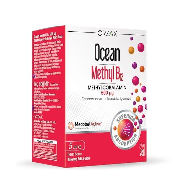 Ocean Vitamin B12 Methylcobalamin Sublingual Spray Supplement for Adults & Children - 500 mg, 5 ml - image 3