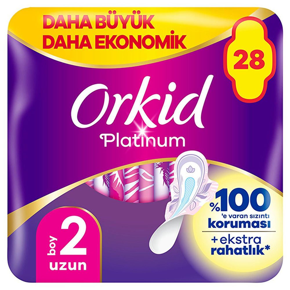 Orkid Platinum Hygienic Pads - Long (28 Count) for Women, Menstrual Products, Incontinence Care - Intimate Care