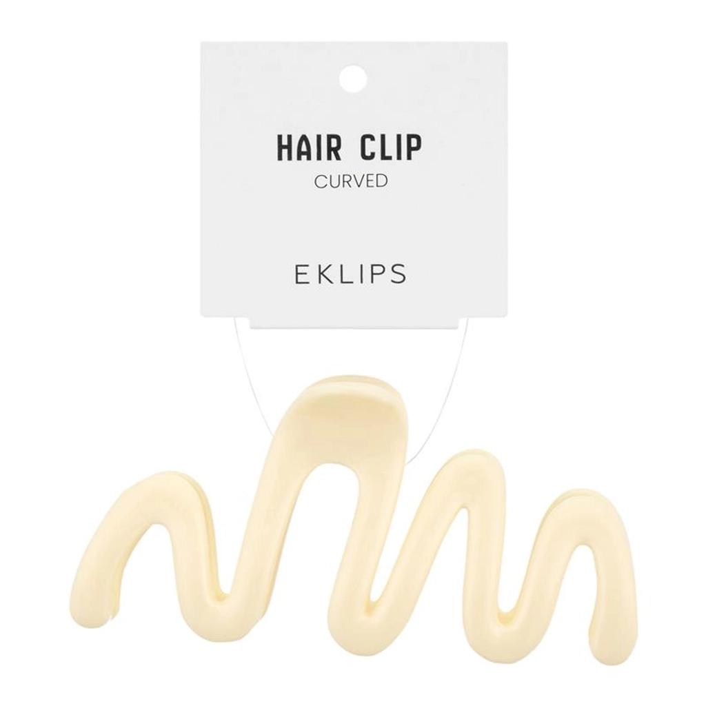 Eklips Curved White Claw Clip for Secure Hair Styling