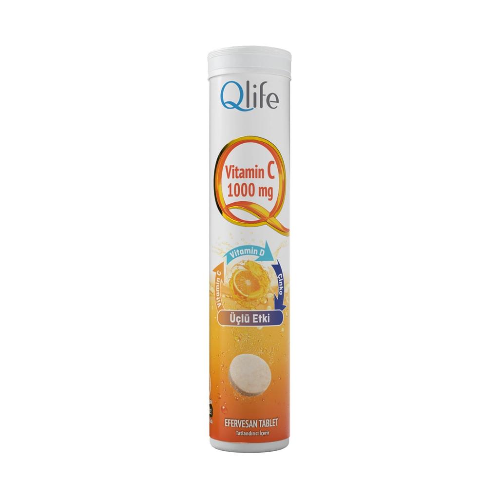 Qlife Plus Vitamin C, D3 &amp; Zinc Effervescent Tablets 20 Count