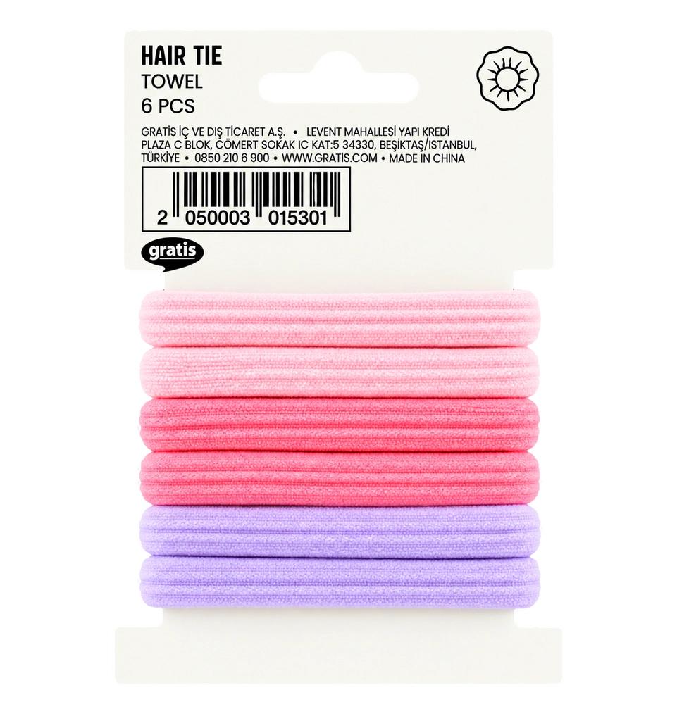 Eklips Pink Purple Towel Hair Ties, 6-Pack