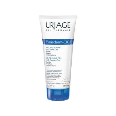 Uriage Bariederm Cica Gel - Gentle Cleansing Gel for Sensitive Skin, Face & Body Wash for Babies to Adults - Cleanser