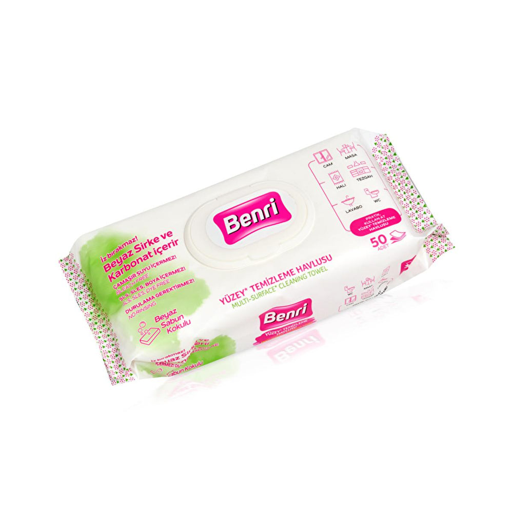 Benri Cleaning Cloths 50-Pack - Non-Toxic Multi-Surface Wipes for Efficient Cleaning