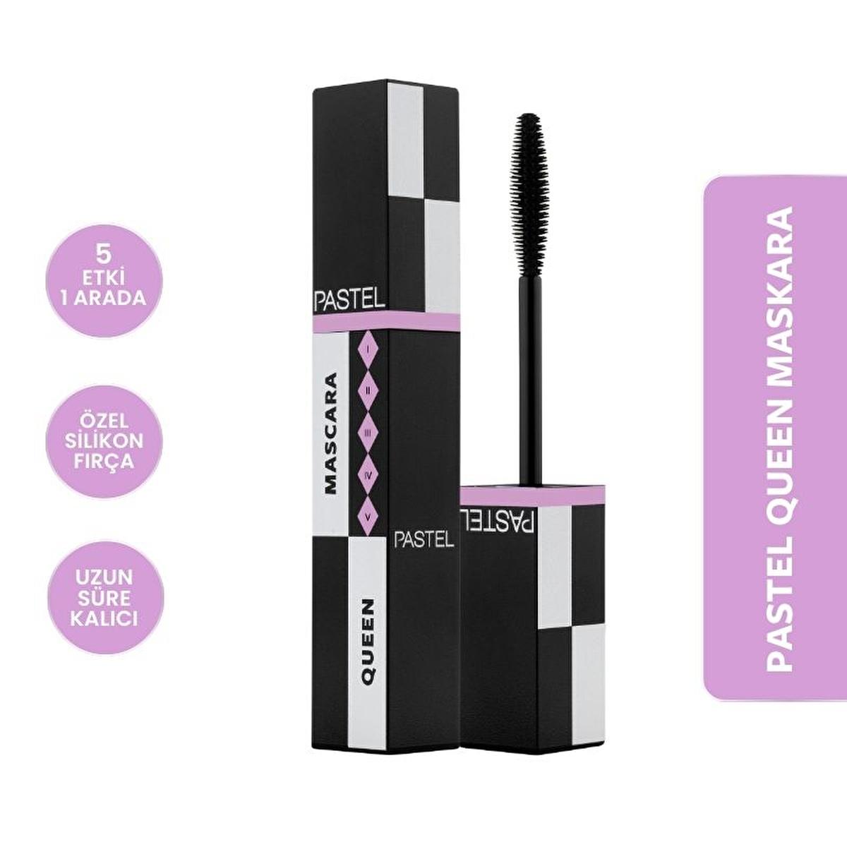 pastel queen mascara packaging, applicator brush of pastel queen mascara, before and after using pastel queen mascara Pastel Queen Mascara - Special Design Formula &amp; Brush for Women | 7.14 ml Pastel Queen Mascara - Lifting &amp; Volume for Women pastel-queen-maskara, mascara, beauty, lash-volume, lifting-effect, suitable-for-women, makeup, nourishing-mascara, eye-makeup, ai-generated