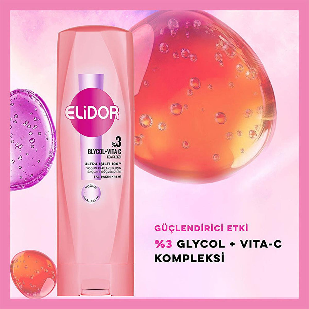 Elidor Ultra Işıltı 100 Hair Care Cream - Intense Shine & Nourishment for Damaged Hair - Hair Mask