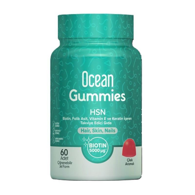 Ocean Gummies HSN Hair Skin Nails Supplement - 60 Count Chewable Jelly Vitamins for Beauty and Wellness - image 4