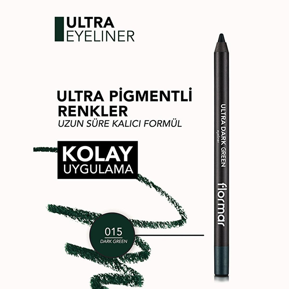 Flormar Ultra Matte Eye Pencil - High Pigment, Soft Tip, 014 Dark Green - view 5