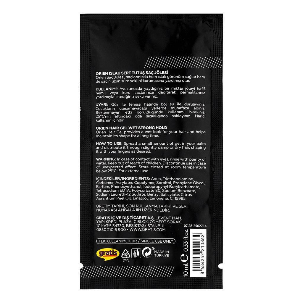 Orien Wet Hard Hold Hair Gel for Strong Styling 10 ml