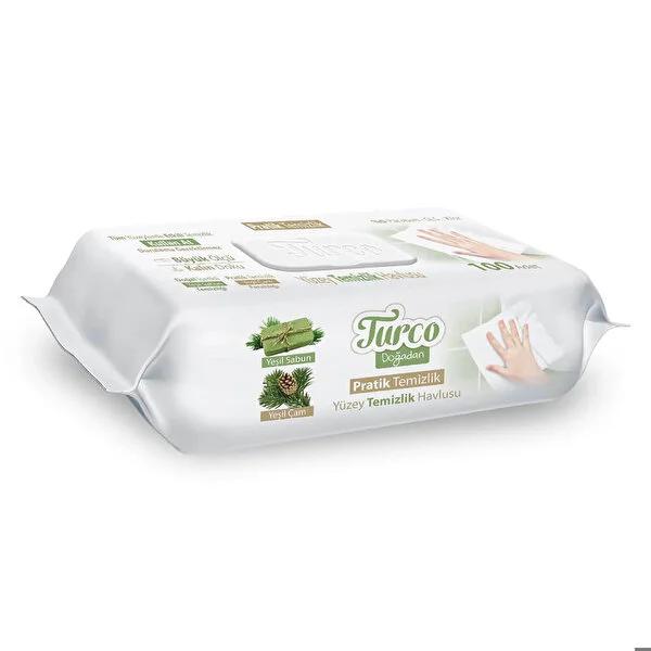 Turco Doğadan Surface Cleaning Wipes 100-Count: Paraben, SLS & Chlorine-Free Disposable Disinfecting Cloths for Baby & Kitchen - Green Soap & Pine Scented Turco Doğadan Wipes: Gentle Disinfecting, Paraben-Free surface cleaning wipes, disinfecting wipes, baby surface cleaner, paraben free wipes, sls free wipes, chlorine free wipes, disposable cleaning cloths, kitchen cleaning wipes, bathroom cleaning wipes, fragrant cleaning wipes, cleaning wipes, surface wipes, disinfecting cloths, baby wipes, paraben-free,