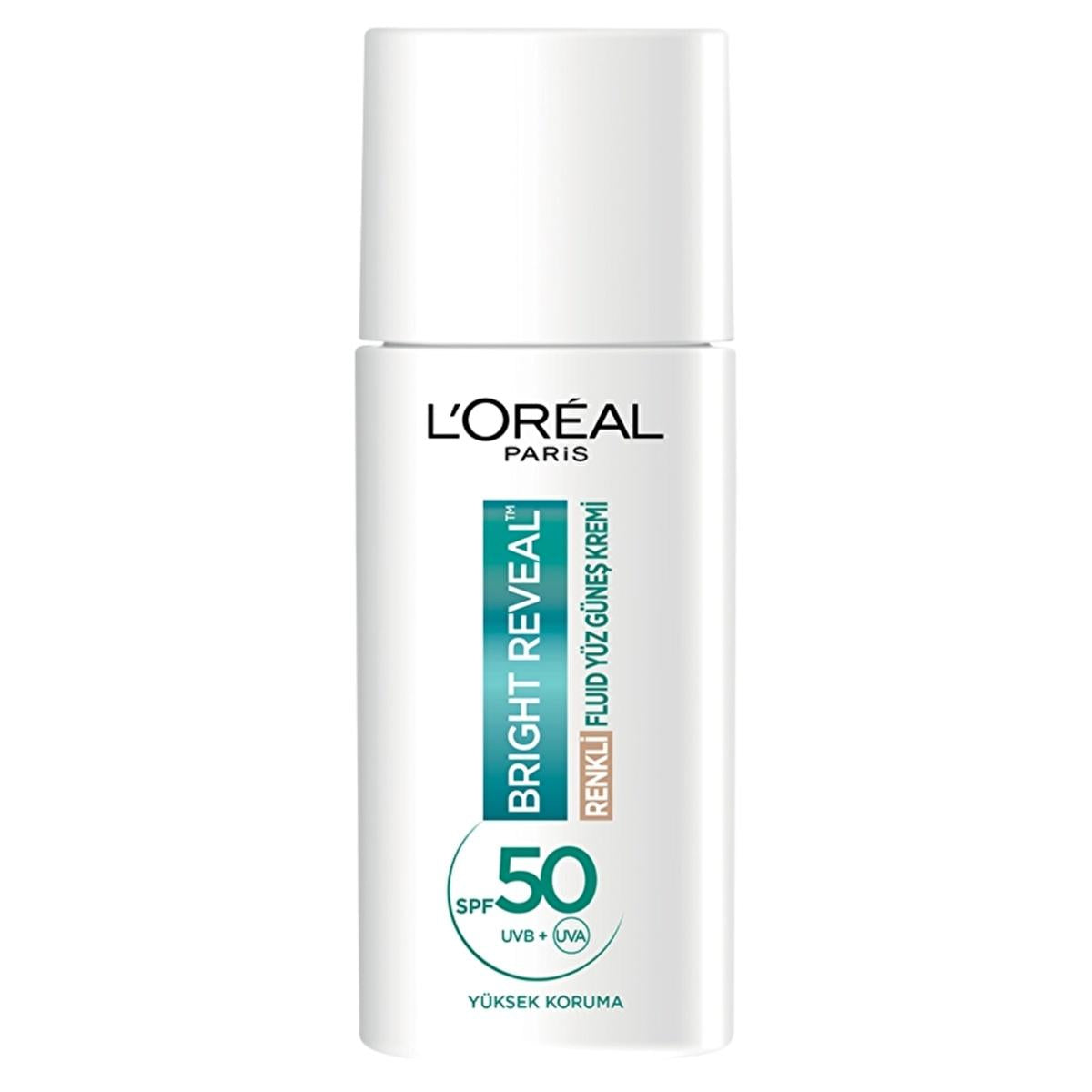 Loreal Paris Bright Reveal SPF 50+ Anti-Dark Spot Colored Fluid Daily Face Sunscreen 50ml - Light Loreal Paris Bright Reveal SPF 50+ Face Sunscreen - Light face sunscreen, SPF 50+ sunscreen, anti-dark spot facial care, daily UV protection for face, colored sunscreen for light skin, non-greasy sunscreen, sunscreen for sensitive skin, skincare, anti-aging, dark spot correction, daily facial protection