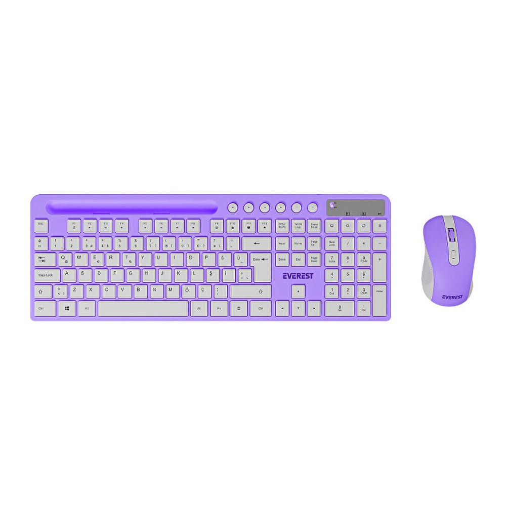 Everest Mor Beyaz Wireless Keyboard and Mouse Set KM-730 - Clutter-Free Computing, Adjustable DPI, - Vitamin & Supplement