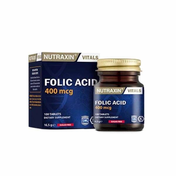 Nutraxin Folic Acid 400 mcg Dietary Supplement - 100 Tablets, Vegan & Allergen-Free - image 2