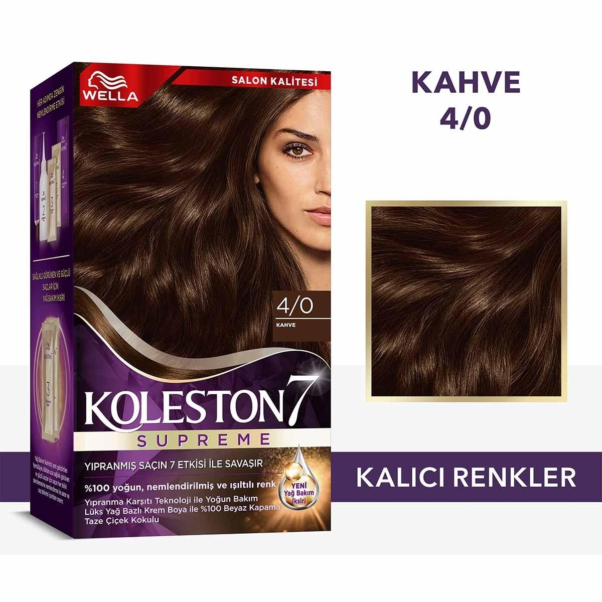 Wella Koleston Supreme 4/0 Kahve Hair Dye: Long Lasting, Intense Color & Gray Hair Coverage with Damage Repair - At Home Hair Color Kit Wella Koleston 4/0 Kahve: Long Lasting Hair Color & Gray Coverage hair dye, hair color, permanent hair dye, at home hair color, hair coloring kit, long lasting hair color, gray hair coverage, Wella Koleston Supreme, 4/0 kahve, damage repair hair color, Wella hair dye, Koleston Supreme, kahve, brown hair dye, at-home hair color, hair color kit, gray coverage, hair repair, oi