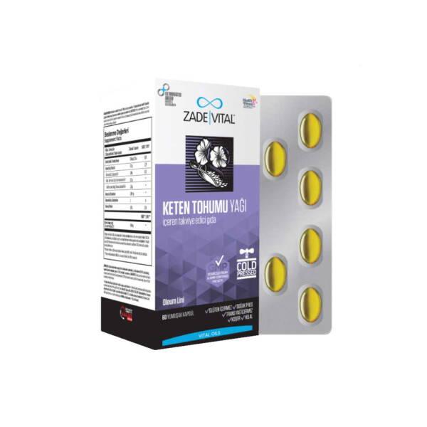 Zade Vital Cold-Pressed Flaxseed Oil Capsules - 625mg, 60 Count - Omega Fatty Acids Support - Vitamin & Supplement