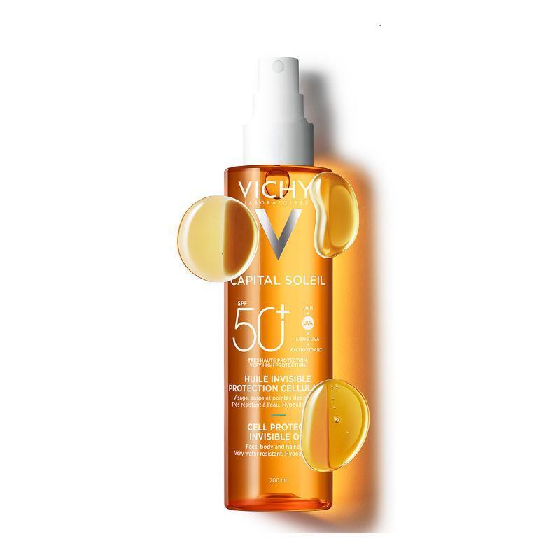 Vichy Capital Soleil Cell Protect Oil Spf 50 - Lightweight Antioxidant Sunscreen Oil for Face and Body - view 2