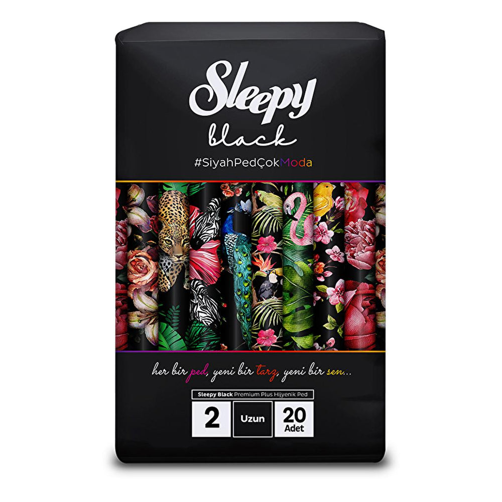 Sleepy Black Premium Plus Hijyenik Ped Uzun 20'li - Natural & Organic Sanitary Pads for Comfortable - Hygiene Products