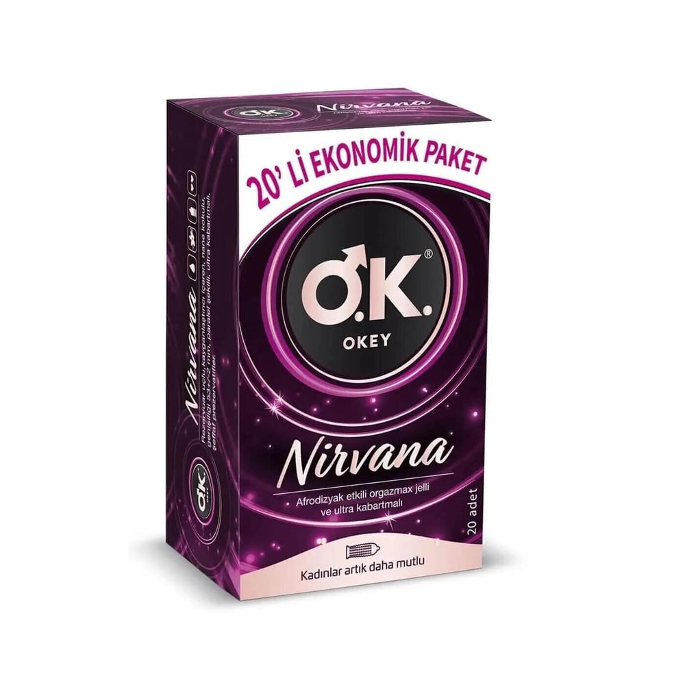 Okey Nirvana Ribbed & Dotted Condoms 20-Pack