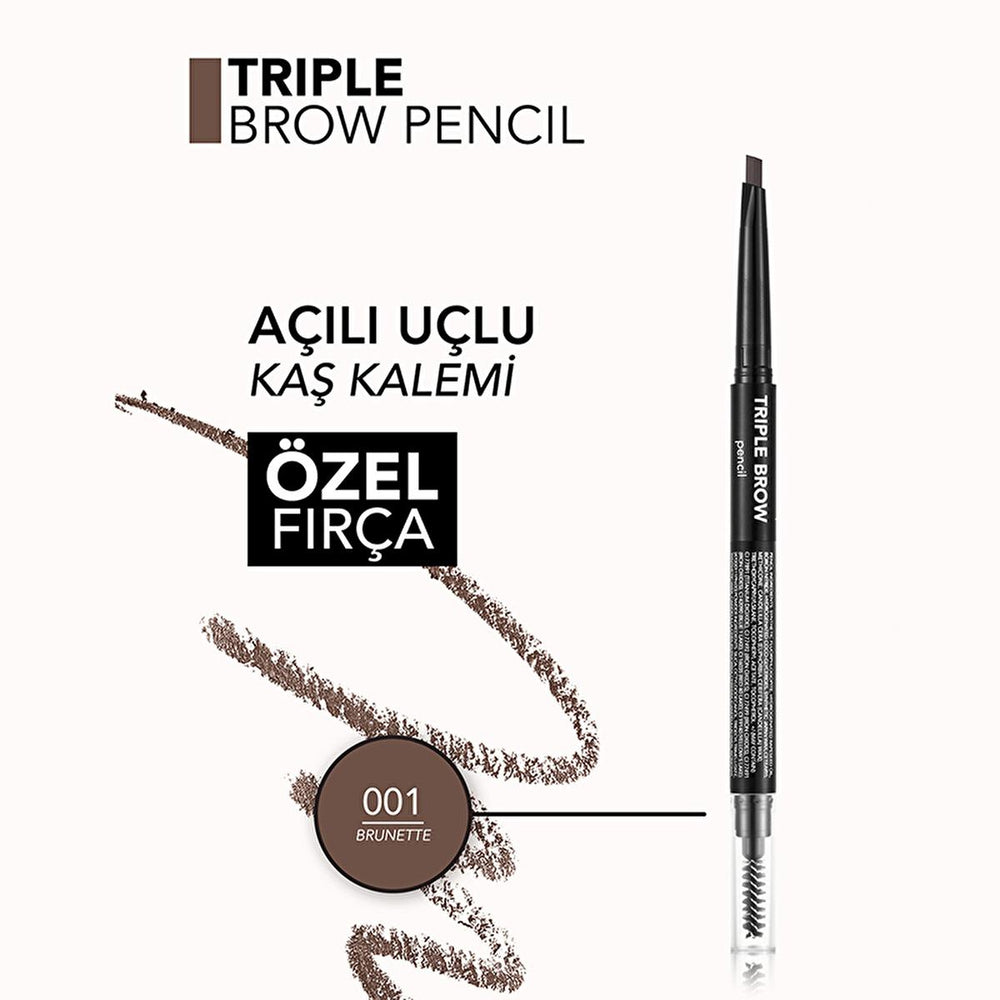 Flormar Triple Brow Fırça ve Pudra Başlıklı Kaş Kalemi - Multi-Functional Eyebrow Makeup Pencil, Powder & Brush for - view 6