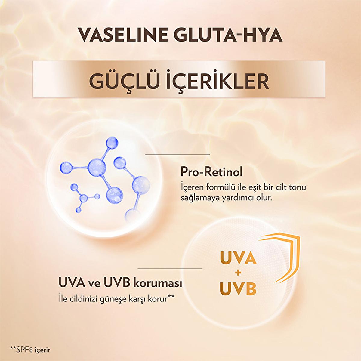 Vaseline Gluta-Hya Serum UV Protective Hydrating Body Lotion - Brightening, Non-Greasy Moisturizer with GlutaGlow Technology Vaseline Gluta-Hya Serum UV Body Lotion - Hydrating &amp; Brightening Vaseline Gluta-Hya Serum, UV protective lotion, Hydrating body serum, Brightening skin care, Non-greasy moisturizer, GlutaGlow technology, Hyaluronic Acid, Pro-Retinol, UVA protection, UVB protection, Serum-effective moisturizer, Body lotion for dry skin, Skin brightening products, Moisturizer with sun protection, Daily
