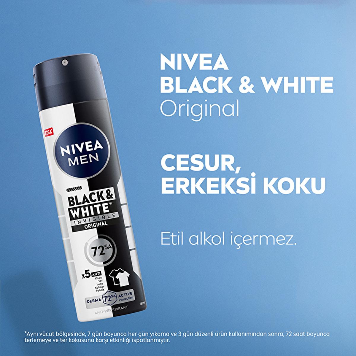 Nivea Men Black & White Invisible Original Deodorant Spray - 72-Hour Anti-Perspirant Protection for Men, Prevents Sweat Stains, Dermatologically Tested Nivea Men 72-Hour Deodorant Spray - Anti-Perspirant Protection Nivea Men Deodorant, Anti-perspirant deodorant spray, 72-hour deodorant protection, Invisible deodorant for men, Black & White Invisible Original Deodorant, Men's grooming, Long-lasting deodorant, Sweat stain prevention, Dermatologically tested deodorant, Men's personal care, Anti-perspirant prot