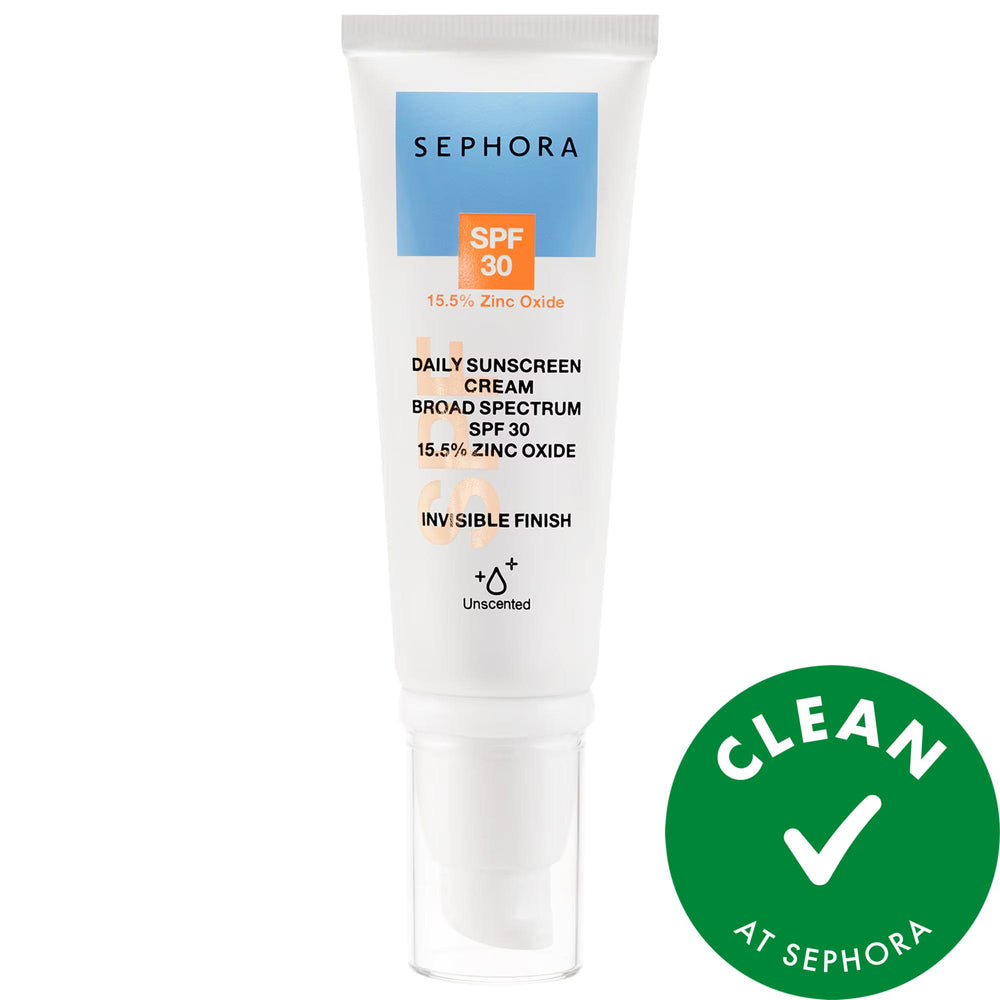 SEPHORA COLLECTION Daily Mineral Sunscreen Cream SPF 30 - Broad-Spectrum Protection, Hydrating, Vegan Formula Daily Mineral Sunscreen Cream SPF 30 - Vegan & Hydrating mineral sunscreen, SPF 30, vegan skincare, broad-spectrum sun protection, zinc oxide sunscreen, daily sunscreen, face sunscreen, skincare, clean skincare, cruelty-free, paraben-free, sulfate-free, hydrating sunscreen, lightweight sunscreen, makeup base, sensitive skin friendly