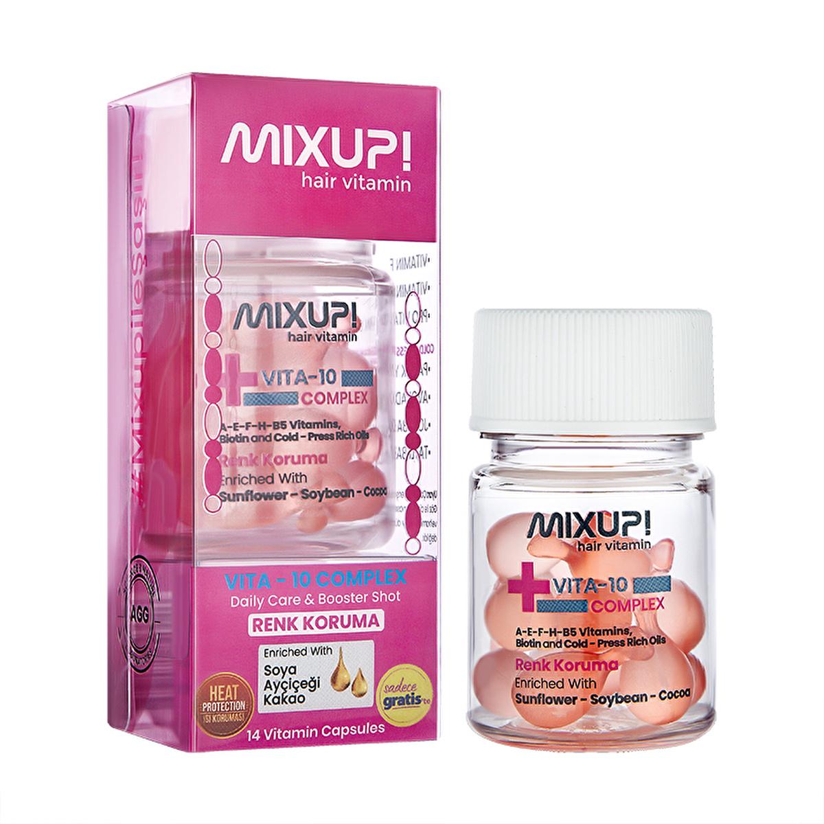 mixup hair vitamin booster for colored hair, vita 10 complex capsules for vibrant hair Mixup! Vita 10 Complex Hair Vitamin & Booster - For Colored Hair | 10 Capsules Mixup! Vita 10 Complex Hair Vitamin & Booster mixup, hair-vitamin, hair-booster, colored-hair, hair-care, vitamin-capsule, natural-oils, boost-hair-health, ai-generated, hair-nourishment