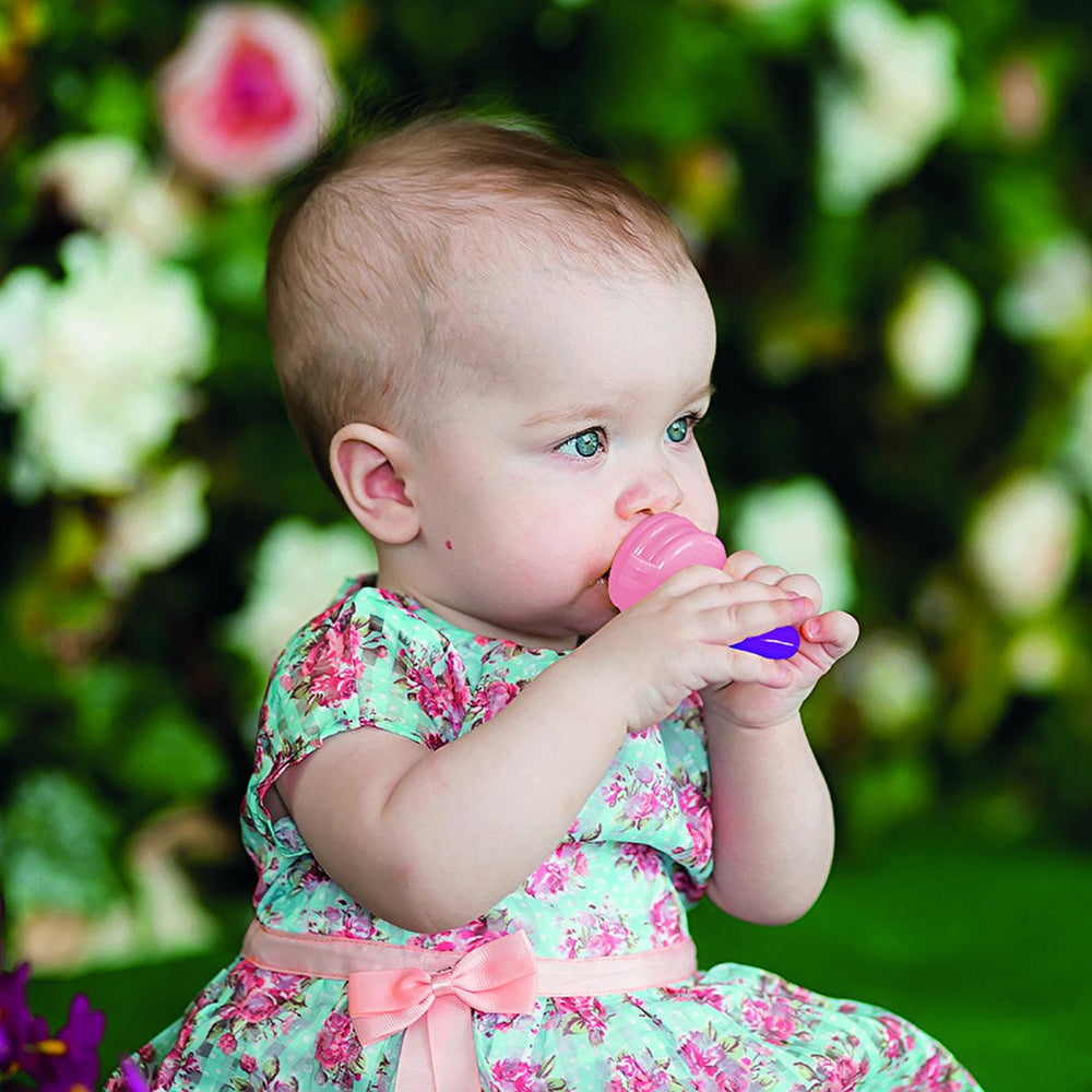 Sevi Bebe Silicone Baby Fruit Feeder & Teether: Safe Introduction to Fruit, Soothes Teething Pain - Pink, EN14372 Compliant Sevi Bebe Fruit Feeder: Safe Baby Teether & Food Introduction baby fruit feeder, silicone teether, infant food feeder, teething toy, safe fruit feeder, baby teething relief, fruit pacifier, sevi bebe, baby food feeder, teether, baby food, infant food, fruit feeder, teething, teething pain, baby, infant, kids, toddler, safe feeding, silicone, EN14372, pink, baby gifts, gifts for baby, n