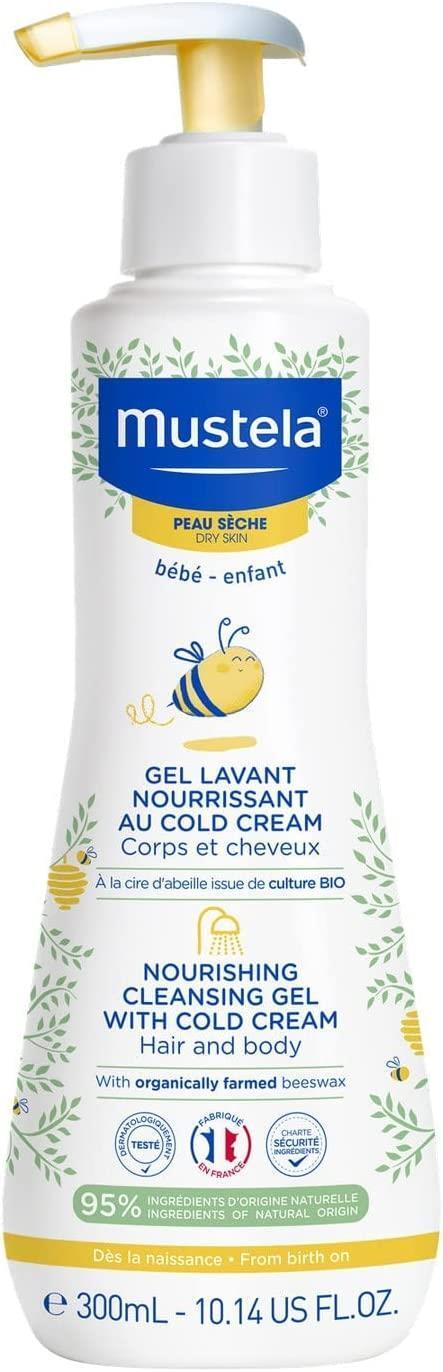 Mustela Nourishing Cleansing Gel with Cold Cream for Newborns & Dry Skin - Gentle, Natural Baby Care - Cleanser