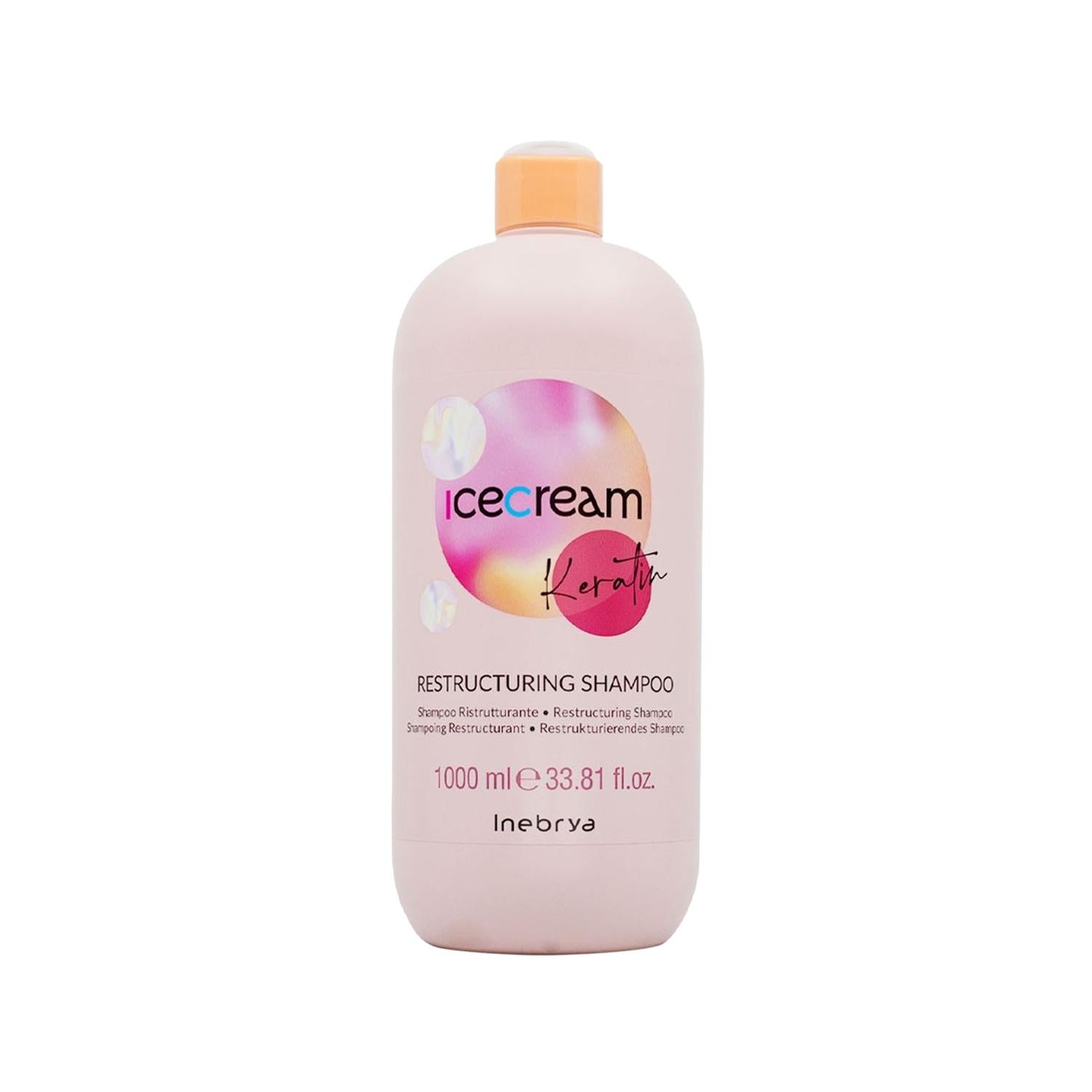 Inebrya Ice Cream Keratin Restructuring Shampoo - 1000ml Large Capacity for Damaged Hair Repair Inebrya Keratin Shampoo for Damaged Hair Repair Keratin shampoo, Hair restructuring shampoo, Large capacity shampoo, Inebrya Ice Cream shampoo, Keratin hair care products, Hair repair, Damaged hair care, Chemically treated hair, Hair restructuring, Pleasant scent shampoo, Economical shampoo, Long-lasting hair care, Hair health, Manageable hair, Healthy hair, Hair care routine, Daily shampoo, Gentle shampoo